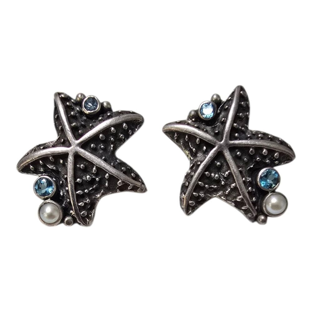 Sterling Silver Mars & Valentine SIGNED STARFISH Earrings